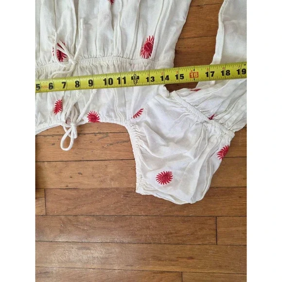 Free People Emory Embroidered Midi Dress White/Red S/P A001147 - Picture 11 of 11